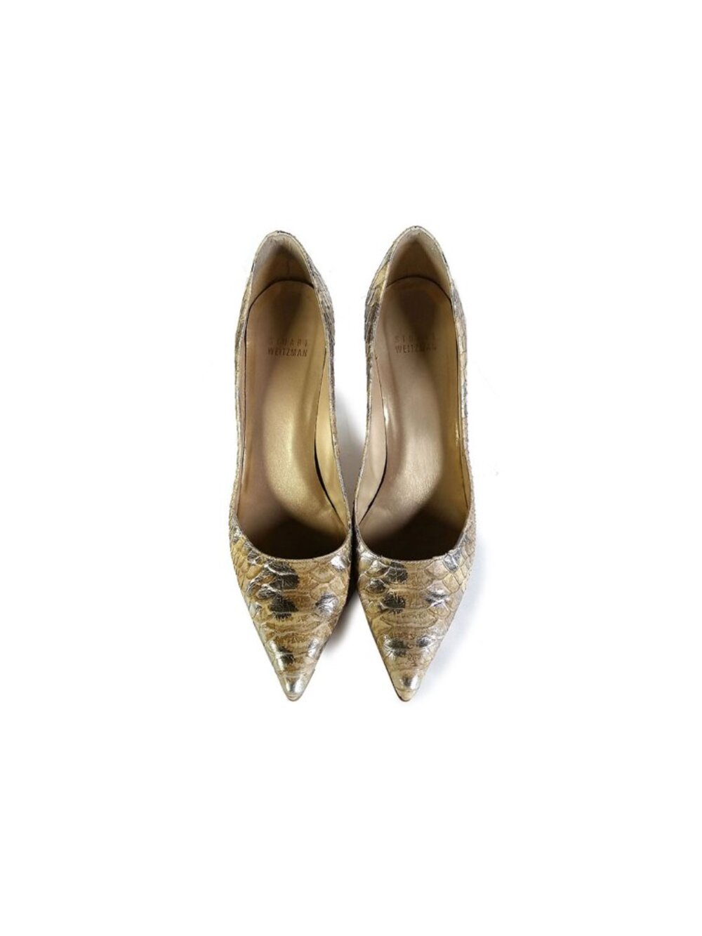 Stuart Weitzman Pumps Size 6.5 Python Snake Embossed Tan Pumps - Picture 3 of 10